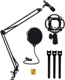 5 Core Professional Microphone Stand 21 inch with Pop Filter Heavy Duty Microphone Suspension Scissor Arm Stand and Windscreen Mask Shield;  Shock Mou