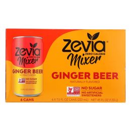 Zevia Zero Calorie Mixer - Ginger Beer - Case of 4 - 6/7.5 fl oz