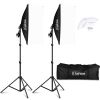 Kshioe Softbox Lighting Kit, Photo Equipment Studio Softbox 20" x 27", with E27 Socket and 2x5500K Instant Brightness Energy Saving Lighting Bulbs