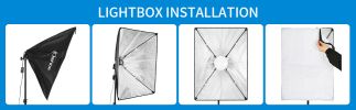 Kshioe Softbox Lighting Kit, Photo Equipment Studio Softbox 20" x 27", with E27 Socket and 2x5500K Instant Brightness Energy Saving Lighting Bulbs