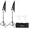 Kshioe Softbox Lighting Kit, Photo Equipment Studio Softbox 20" x 27", with E27 Socket and 2x5500K Instant Brightness Energy Saving Lighting Bulbs