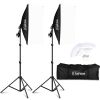 Kshioe Softbox Lighting Kit, Photo Equipment Studio Softbox 20" x 27", with E27 Socket and 2x5500K Instant Brightness Energy Saving Lighting Bulbs