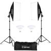 Kshioe Softbox Lighting Kit, Photo Equipment Studio Softbox 20" x 27", with E27 Socket and 2x5500K Instant Brightness Energy Saving Lighting Bulbs