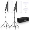 Kshioe Softbox Lighting Kit, Photo Equipment Studio Softbox 20" x 27", with E27 Socket and 2x5500K Instant Brightness Energy Saving Lighting Bulbs