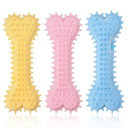 2pcs New dog grinding teeth biting toys Creamy scented with prickly flat bones Large and small dog teeth grinding toys (colour: 2pcs, size: yellow)